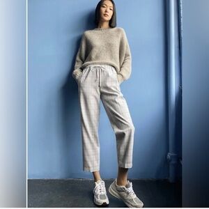 Aritzia The Group Babaton Jimmy Pant in Grey Check Sz Small